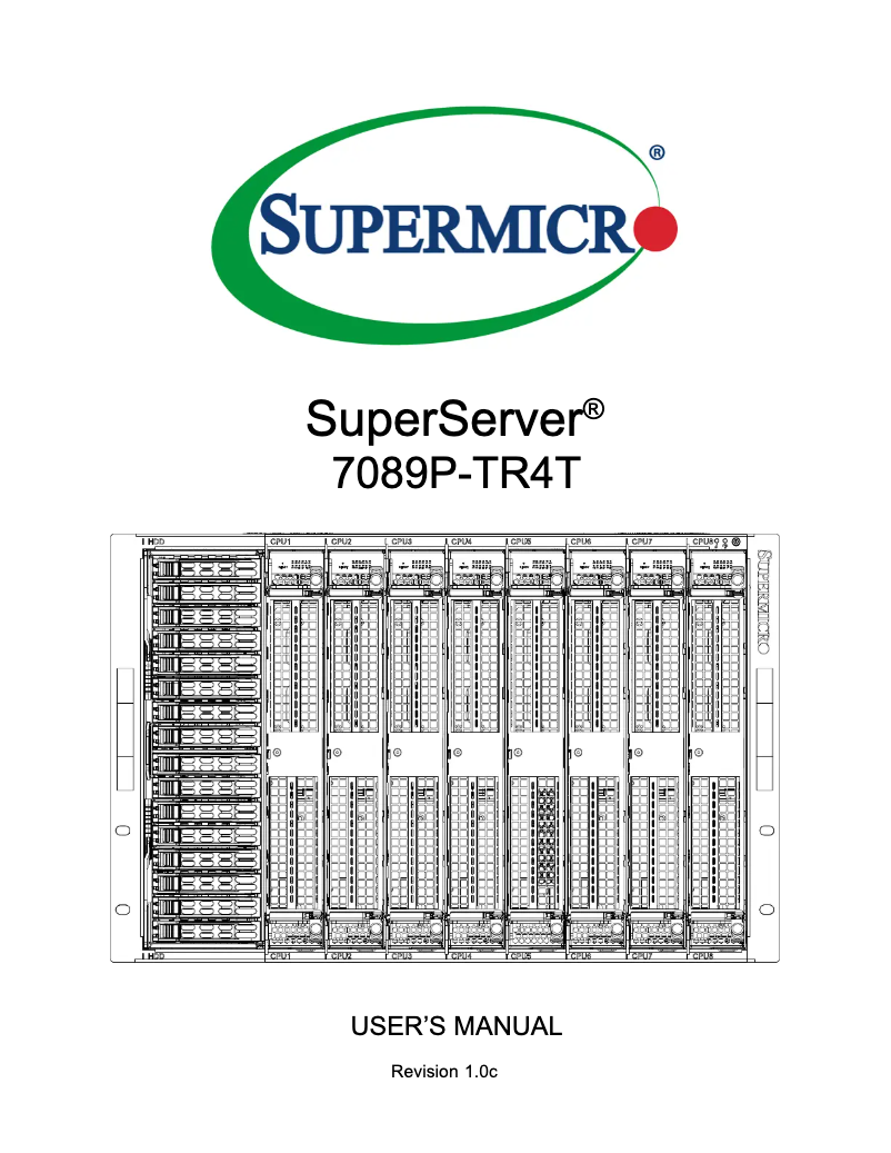 Page 1 de la notice Manuel utilisateur Supermicro SuperServer 7089P-TR4T
