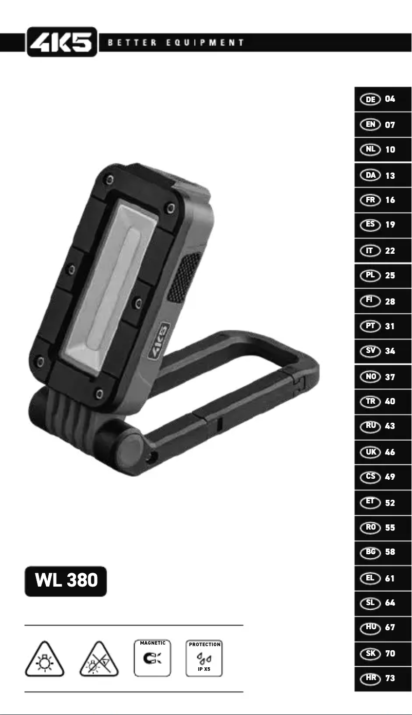 Page n°1 - Manuel utilisateur 4K5 WL 380