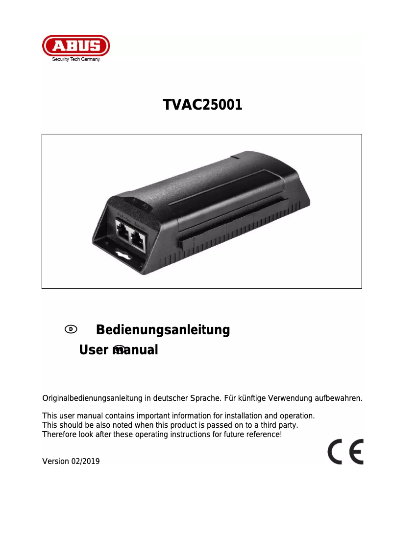 Page 1 de la notice Mode d'emploi Abus TVAC25001