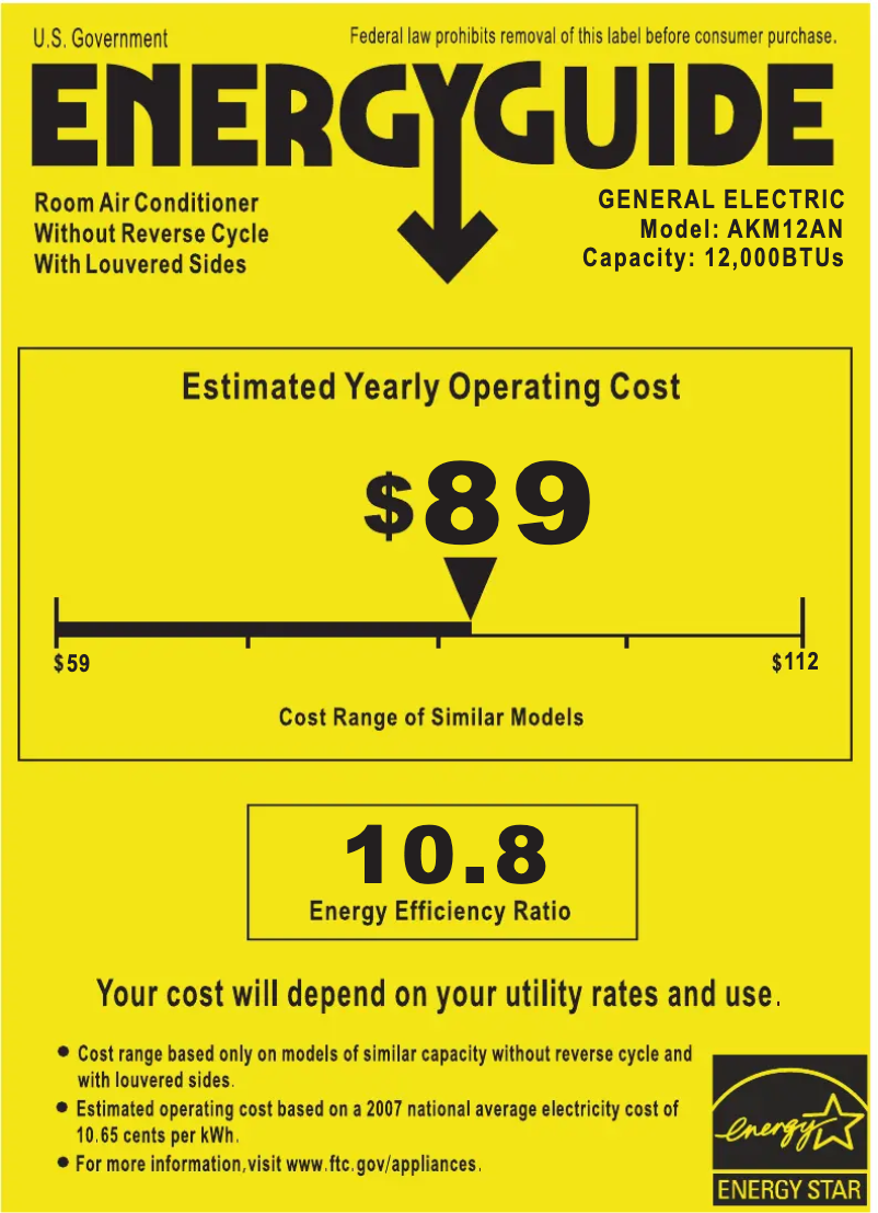 Page n°1 - Label énergétique GE AKM12AN