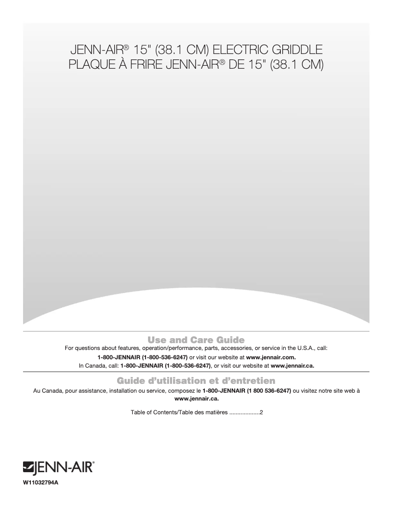 Page n°1 - Manuel utilisateur JennAir JEF3115GS