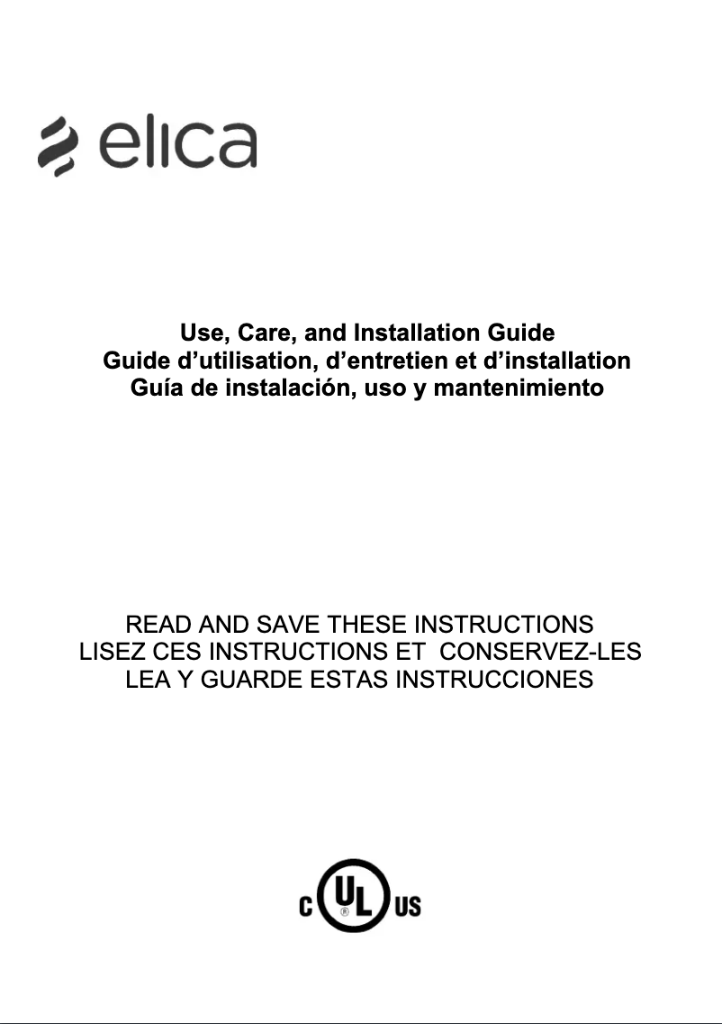 Page n°1 - Manuel utilisateur Elica Glide EGL436SS