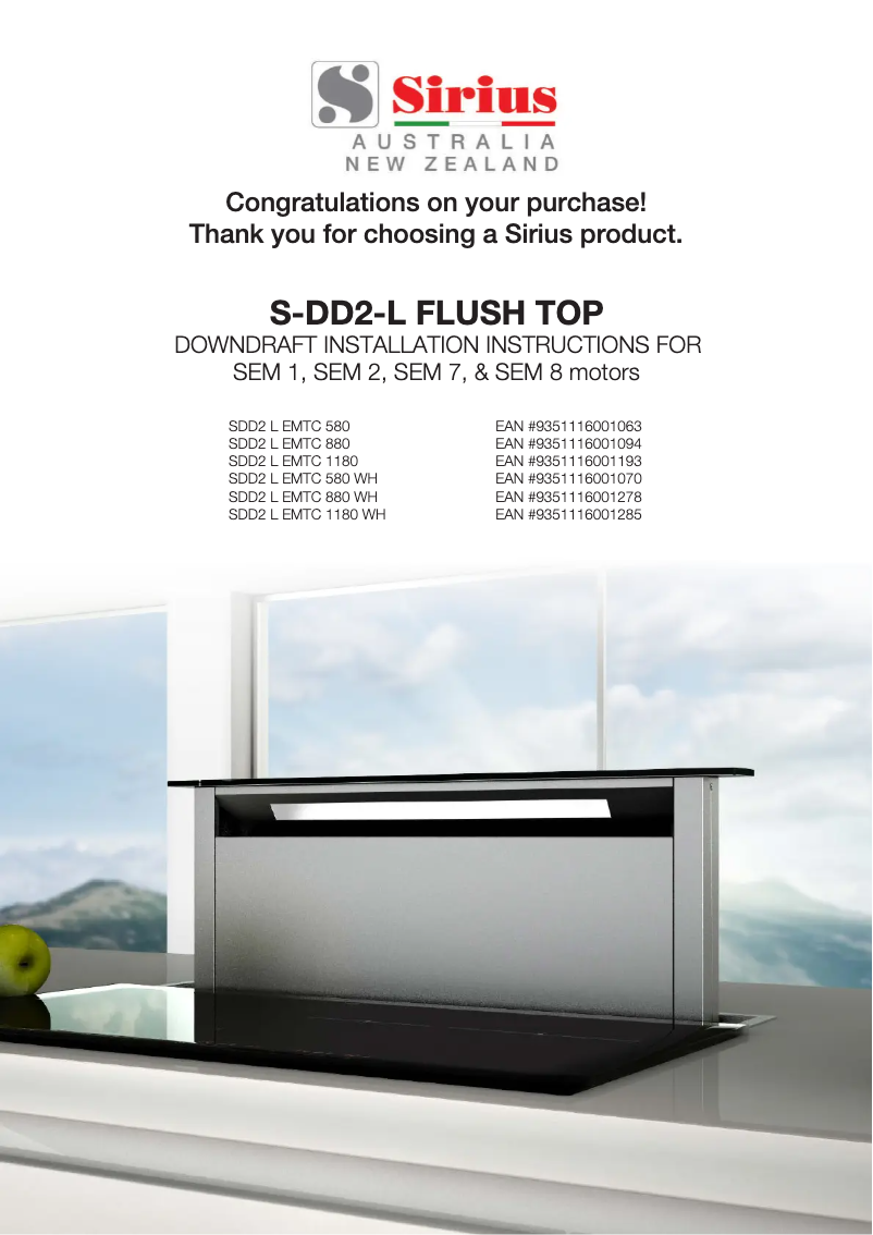 Page 1 de la notice Manuel utilisateur Sirius SDD2 L EMTC 580 WH