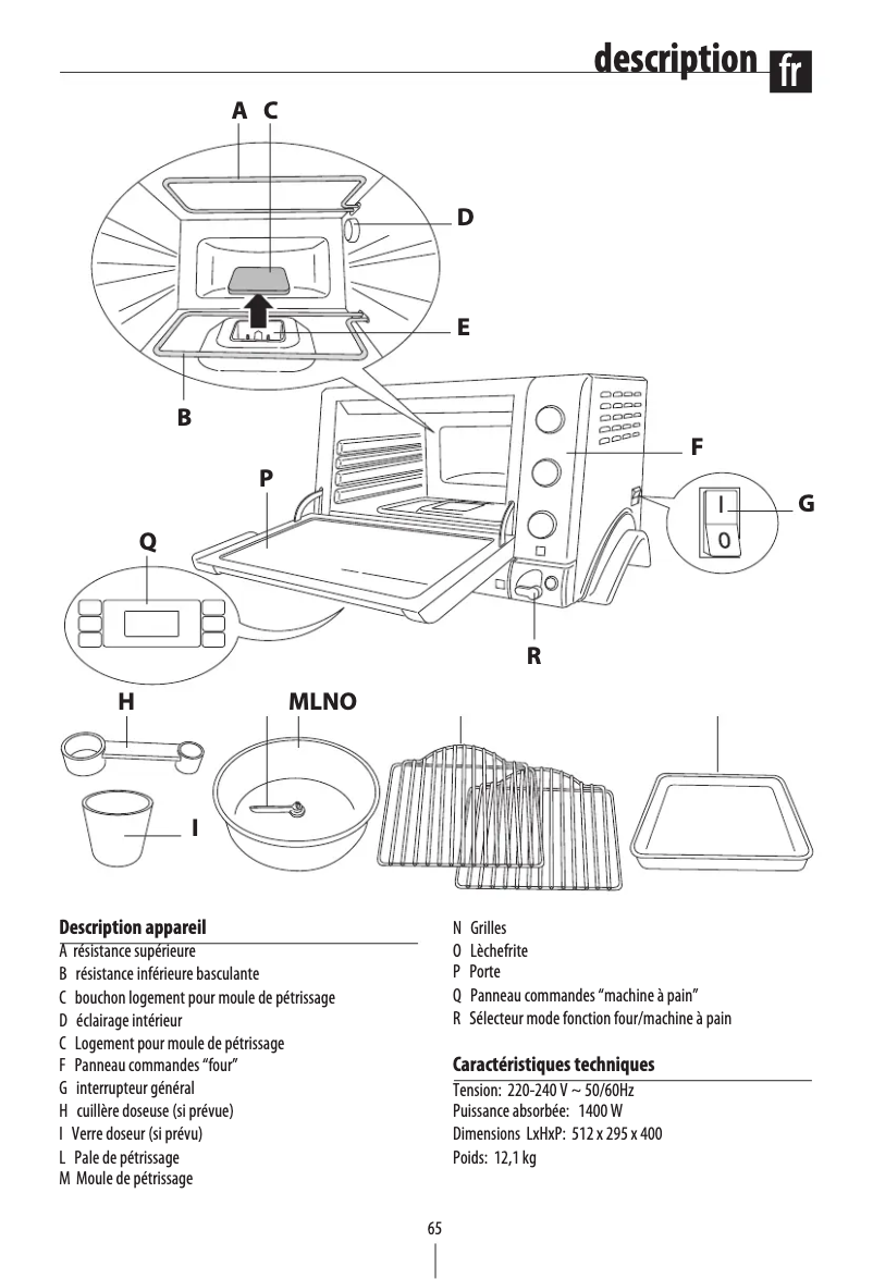 Page 1 de la notice Manuel utilisateur DeLonghi Pangourmet EOB20712