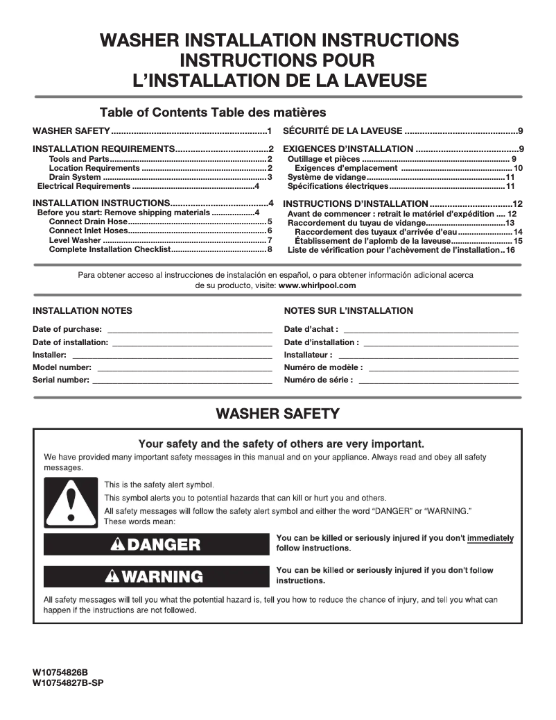 Page 1 de la notice Guide de démarrage rapide Maytag MVWB965HW