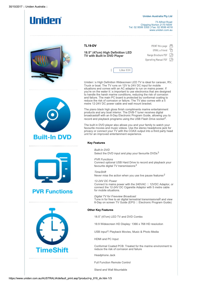 Imagen de la primera página del manual del dispositivo TL19-DV
