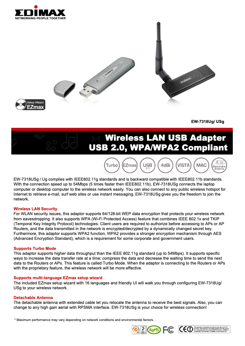 Page n°1 - Manuel utilisateur Edimax EW-7318USg