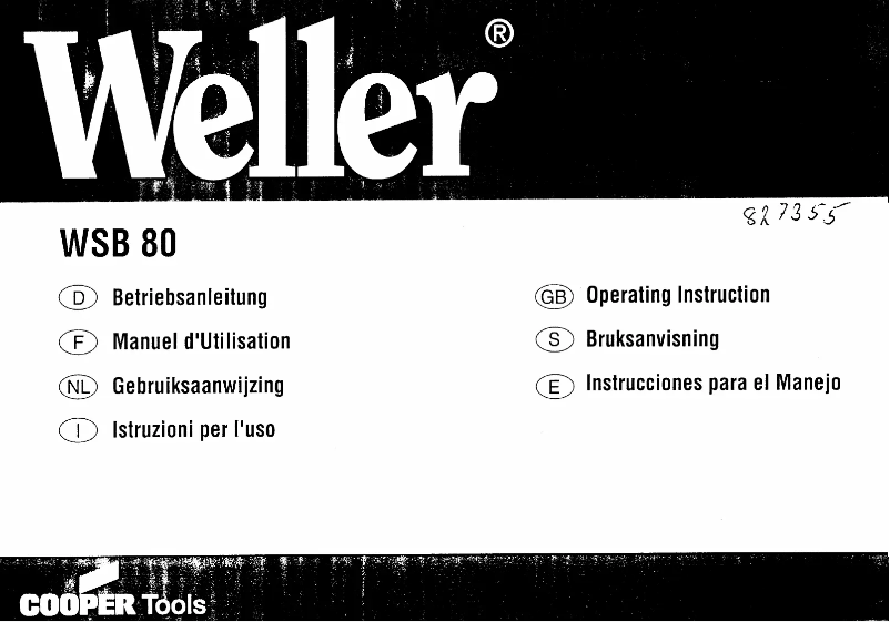 Page n°1 - Manuel utilisateur Weller WSB 80
