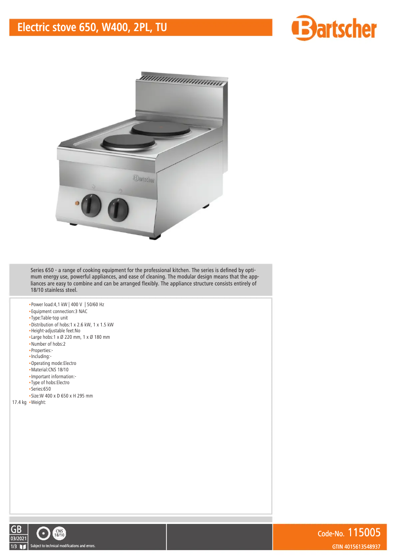 Image de la première page du manuel de l'appareil 115005