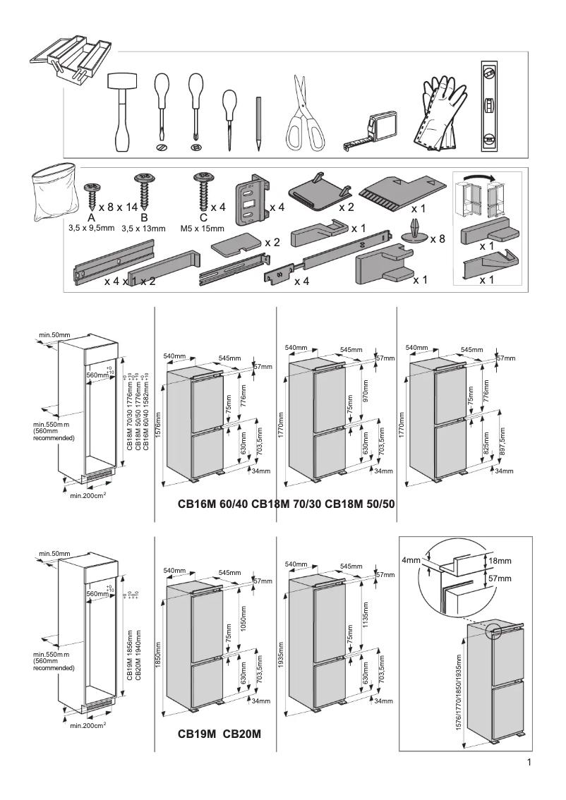 Page 1 de la notice Guide d'installation Hotpoint HAC18 T112