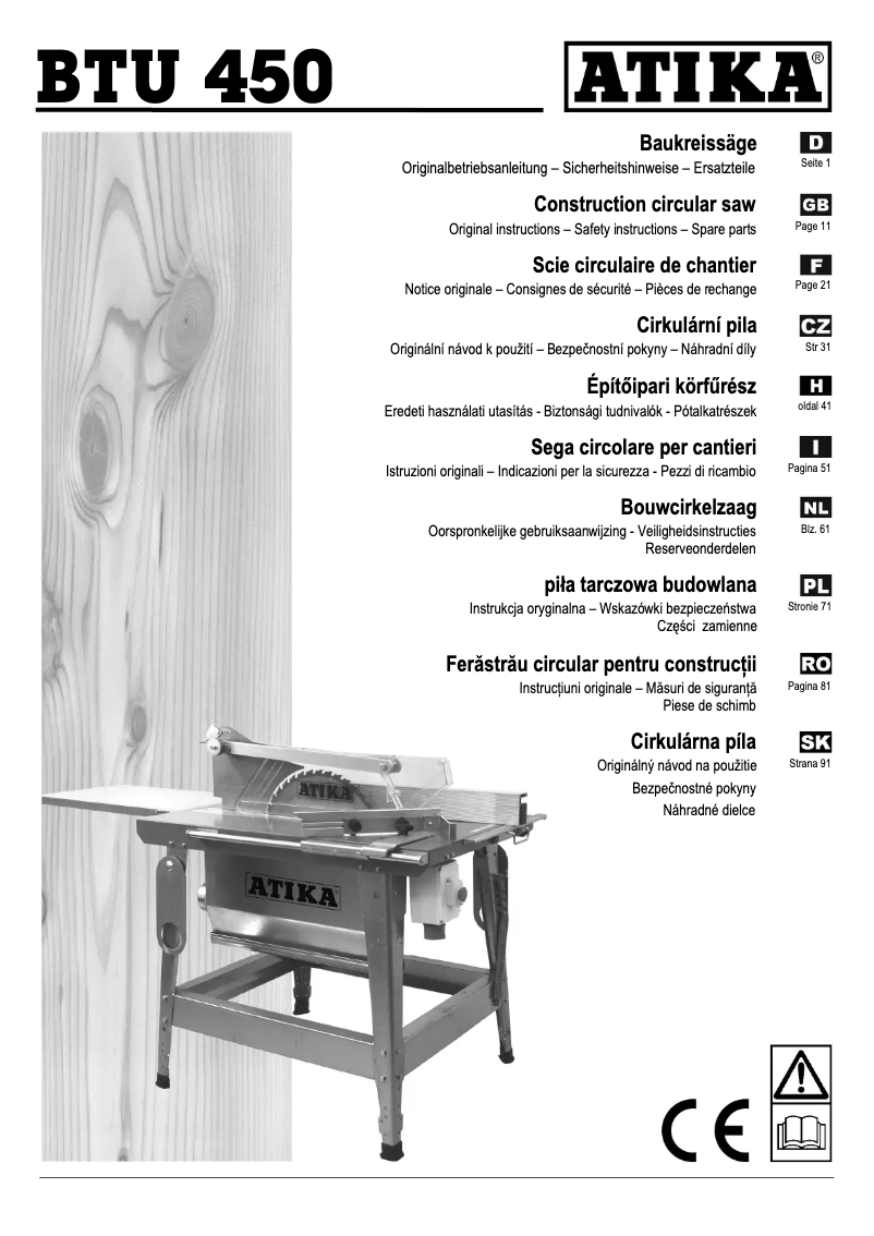 Page 1 de la notice Manuel utilisateur ATIKA BTU 450