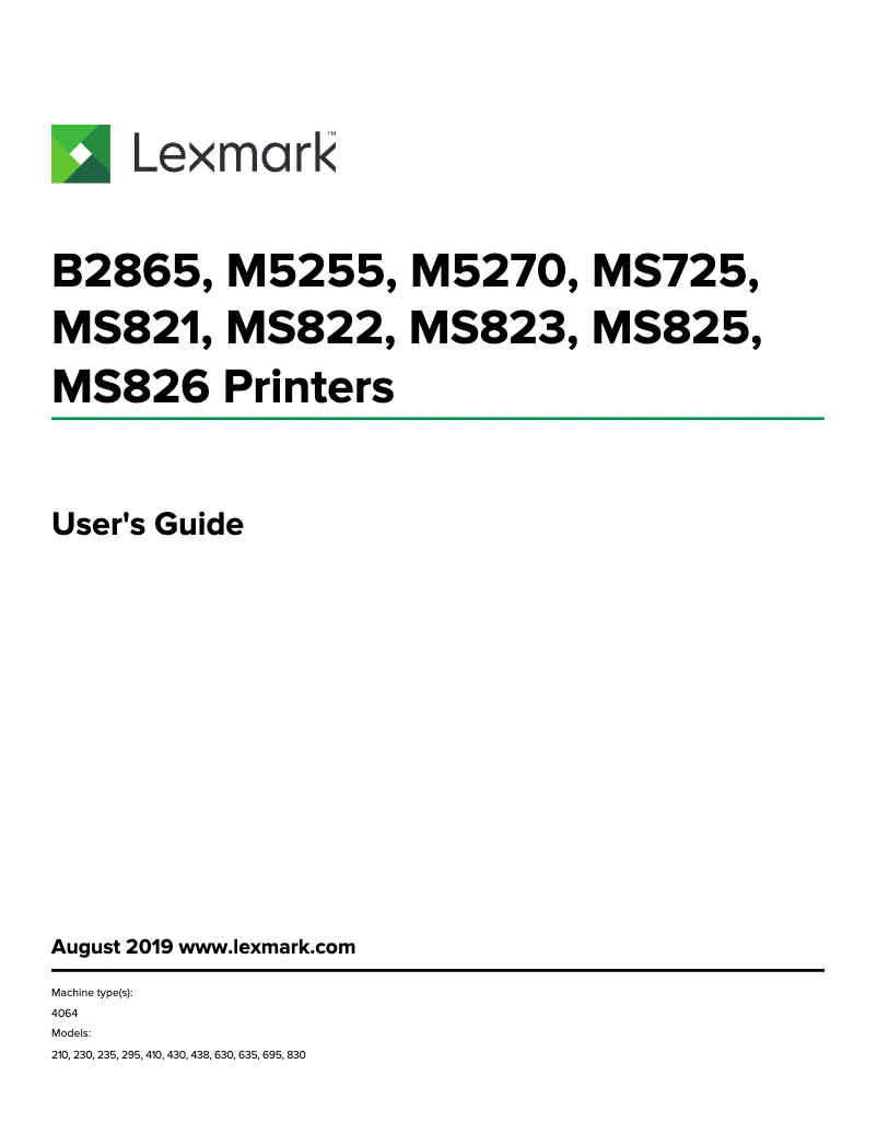 Page 1 de la notice Manuel utilisateur Lexmark MS822