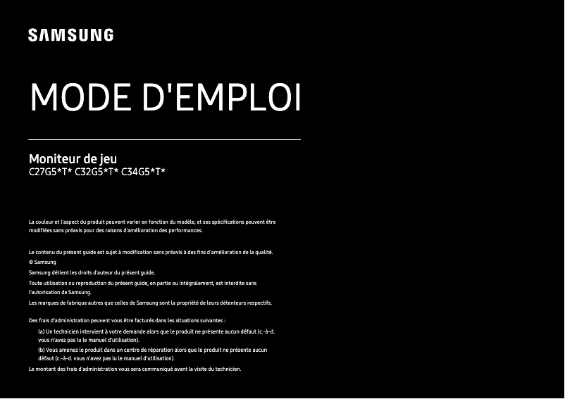 Page 1 de la notice Mode d'emploi Samsung C32G55TQWR