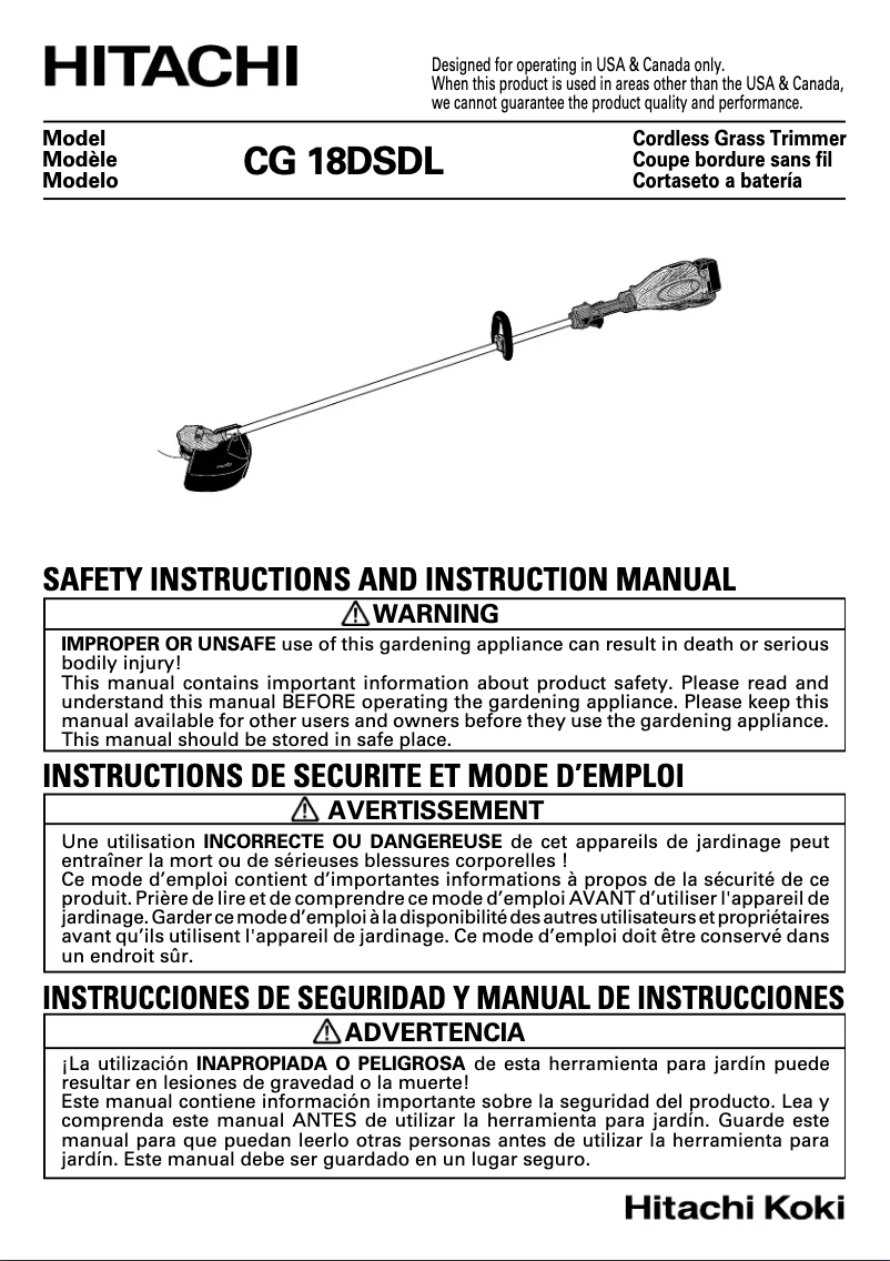 Page 1 de la notice Manuel utilisateur Hitachi CG 18DSDL