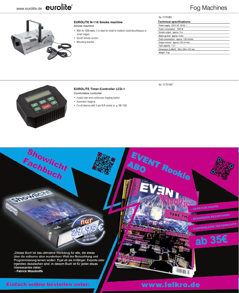 Page 1 de la notice Catalogue Eurolite N-110