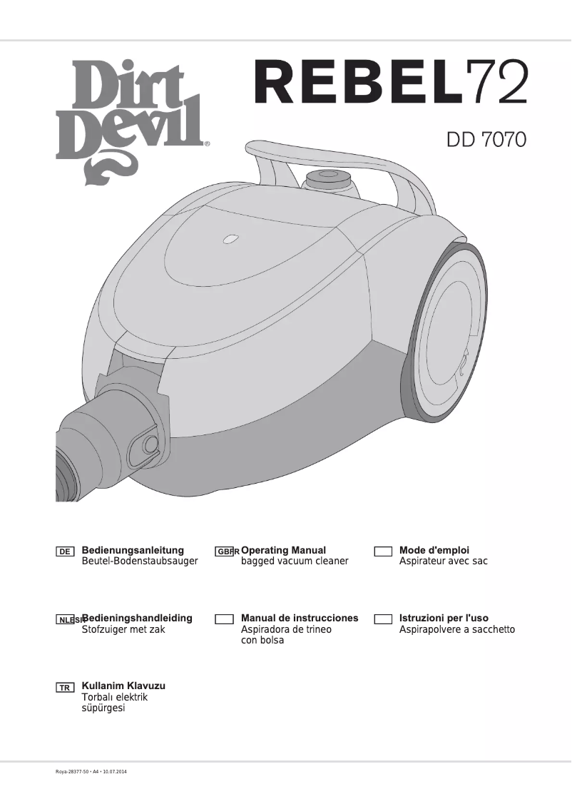 Page n°1 - Manuel utilisateur Dirt Devil Rebel 72 HF