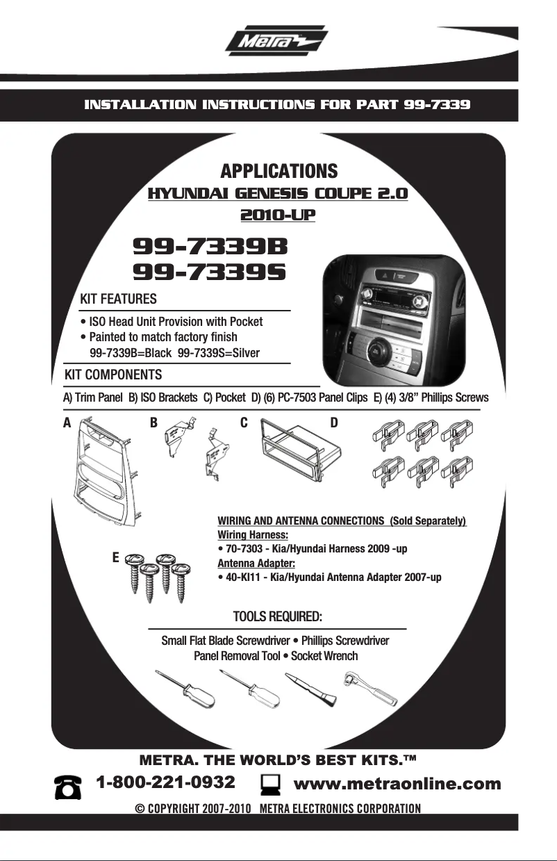Page 1 de la notice Manuel utilisateur Metra 99-7339B