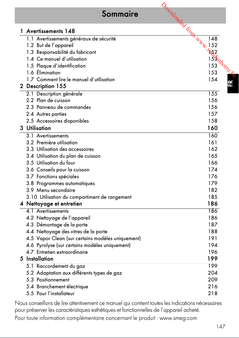 Page 1 de la notice Manuel utilisateur Smeg Portofino CPF9GMWH