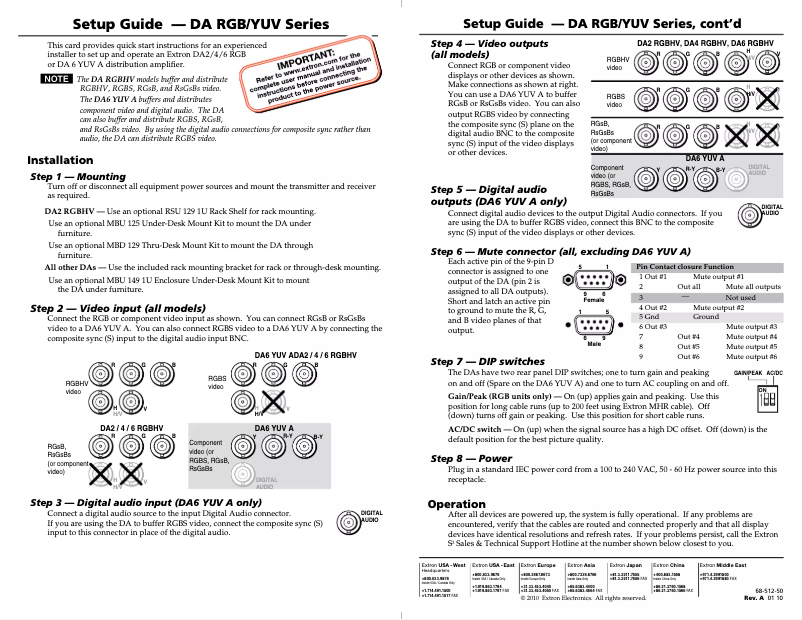 Image de la première page du manuel de l'appareil DA4 RGBHV