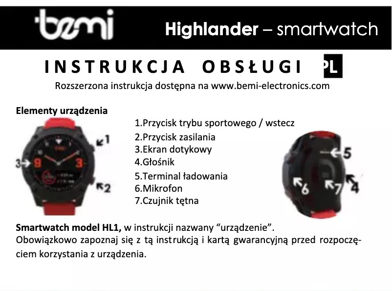 Page 1 de la notice Manuel utilisateur BEMI HL1