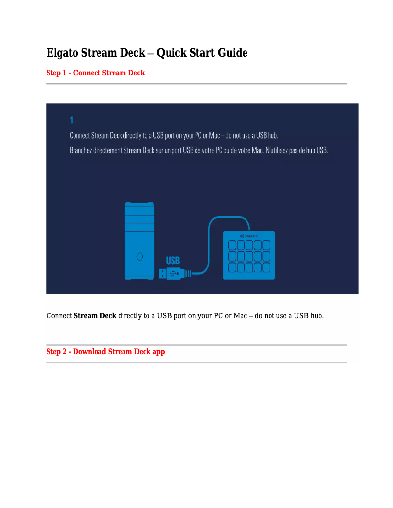 Image de la première page du manuel de l'appareil Stream deck Mini
