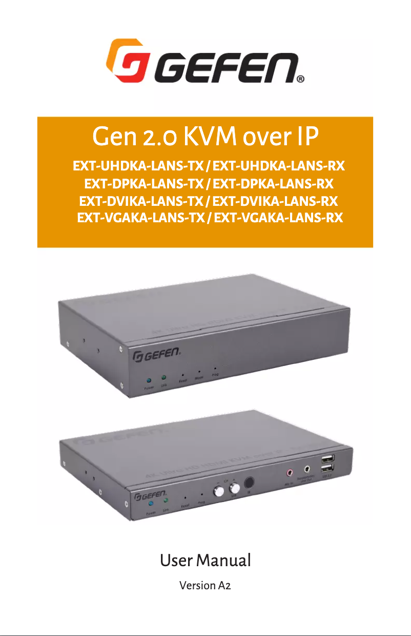 Page 1 de la notice Manuel utilisateur Gefen EXT-UHDKA-LANS-RX