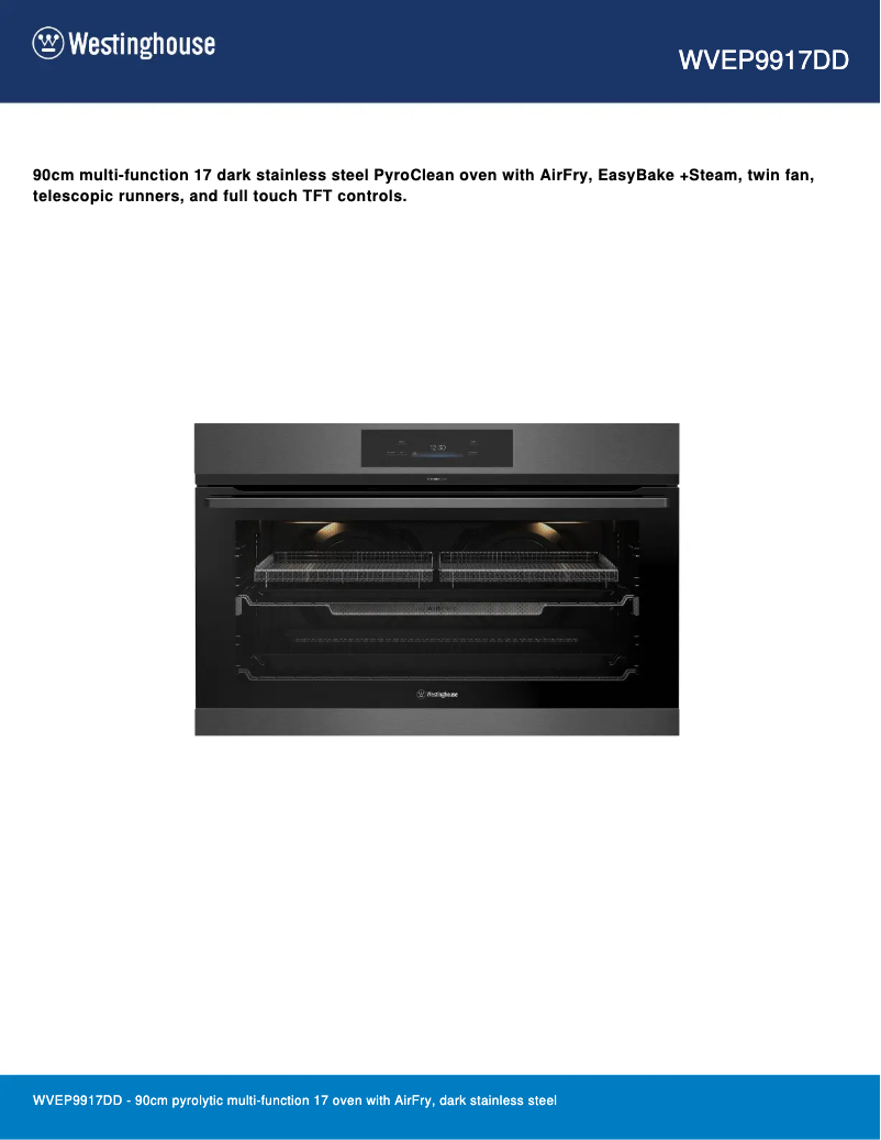 Page n°1 - Fiche technique Westinghouse WVEP9917DD