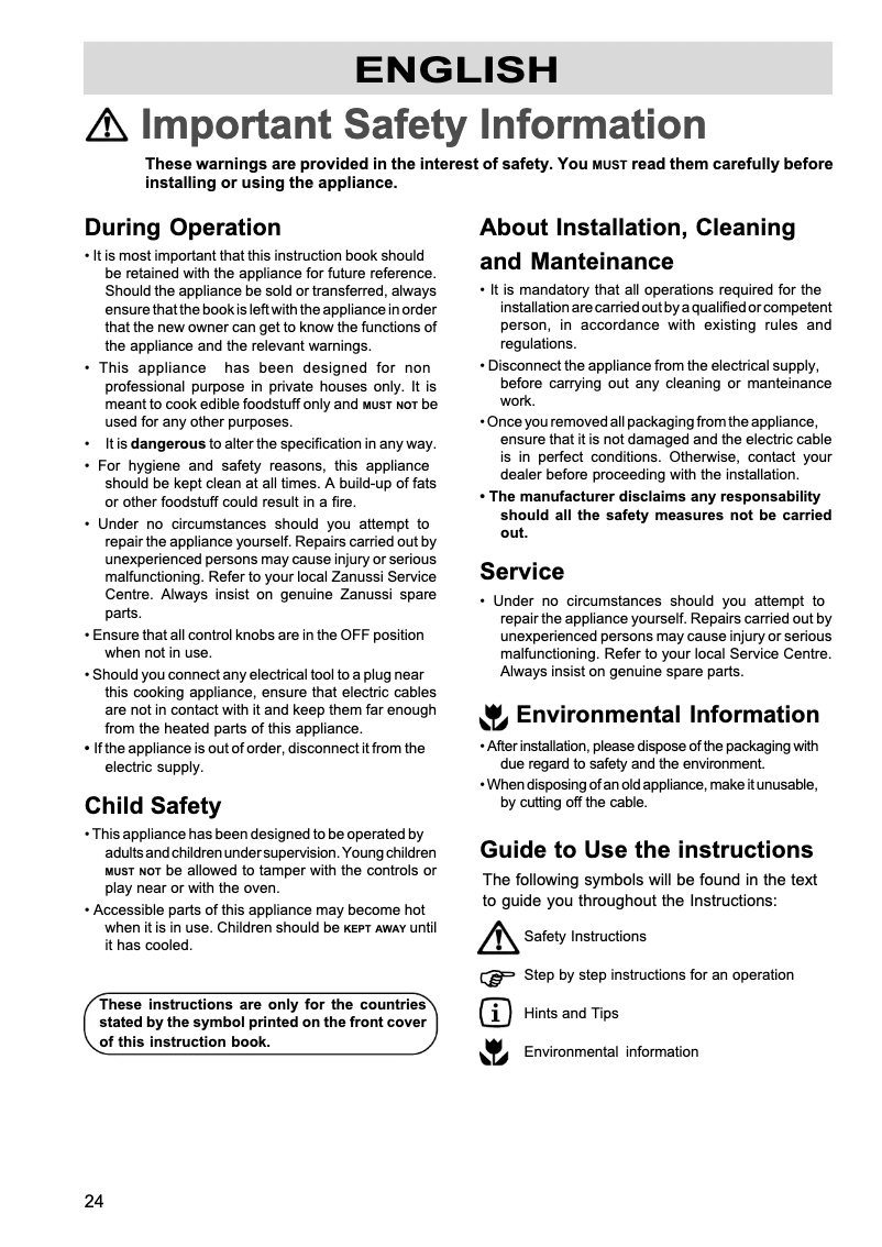 Image de la première page du manuel de l'appareil ZEL 63 W