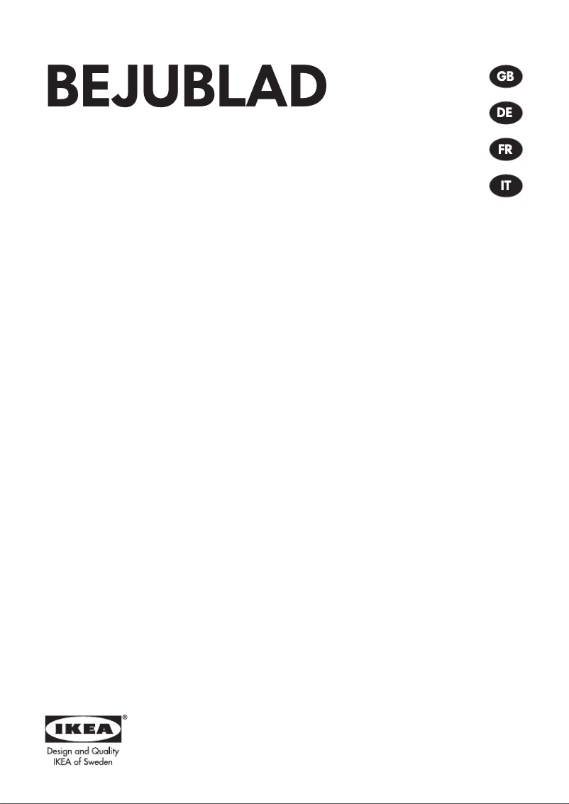 Page 1 de la notice Manuel utilisateur Ikea BEJUBLAD 904.117.47