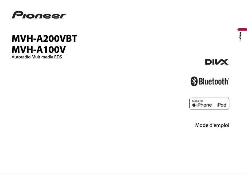 Page 1 de la notice Manuel utilisateur Pioneer MVH-A100V