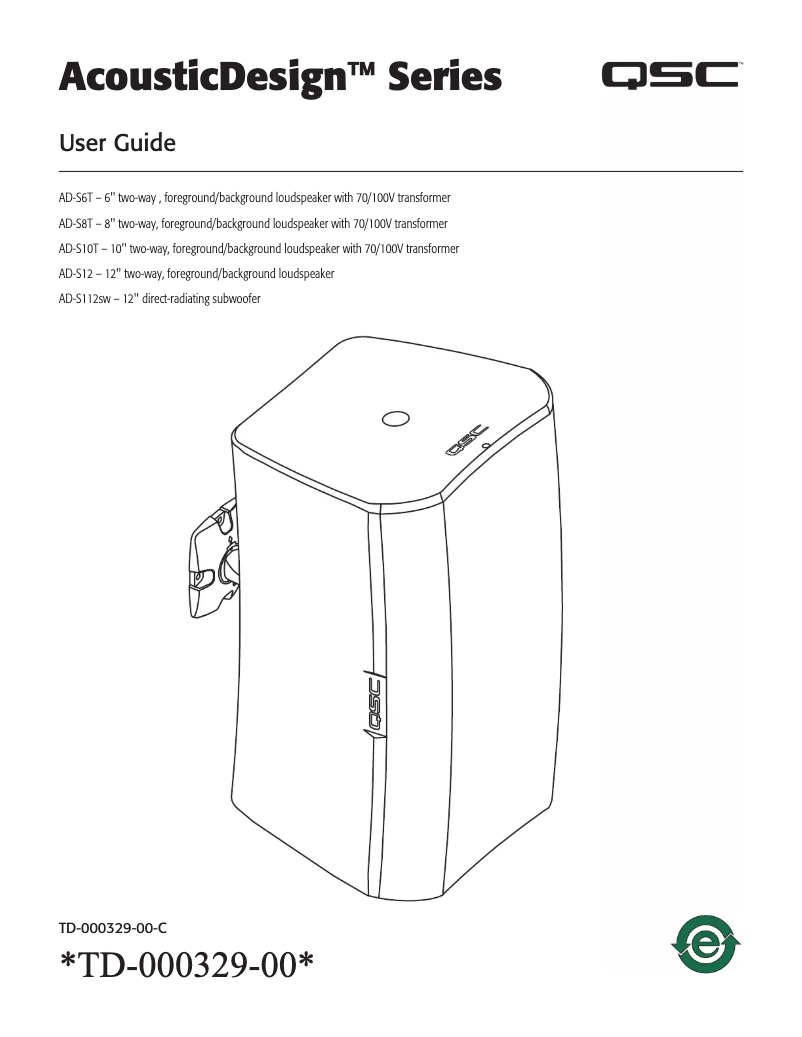 Image de la première page du manuel de l'appareil AcousticDesign AD-S8T