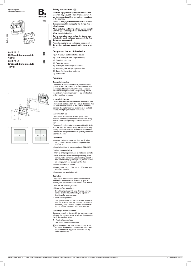 Page n°1 - Manuel utilisateur Hager 80142170