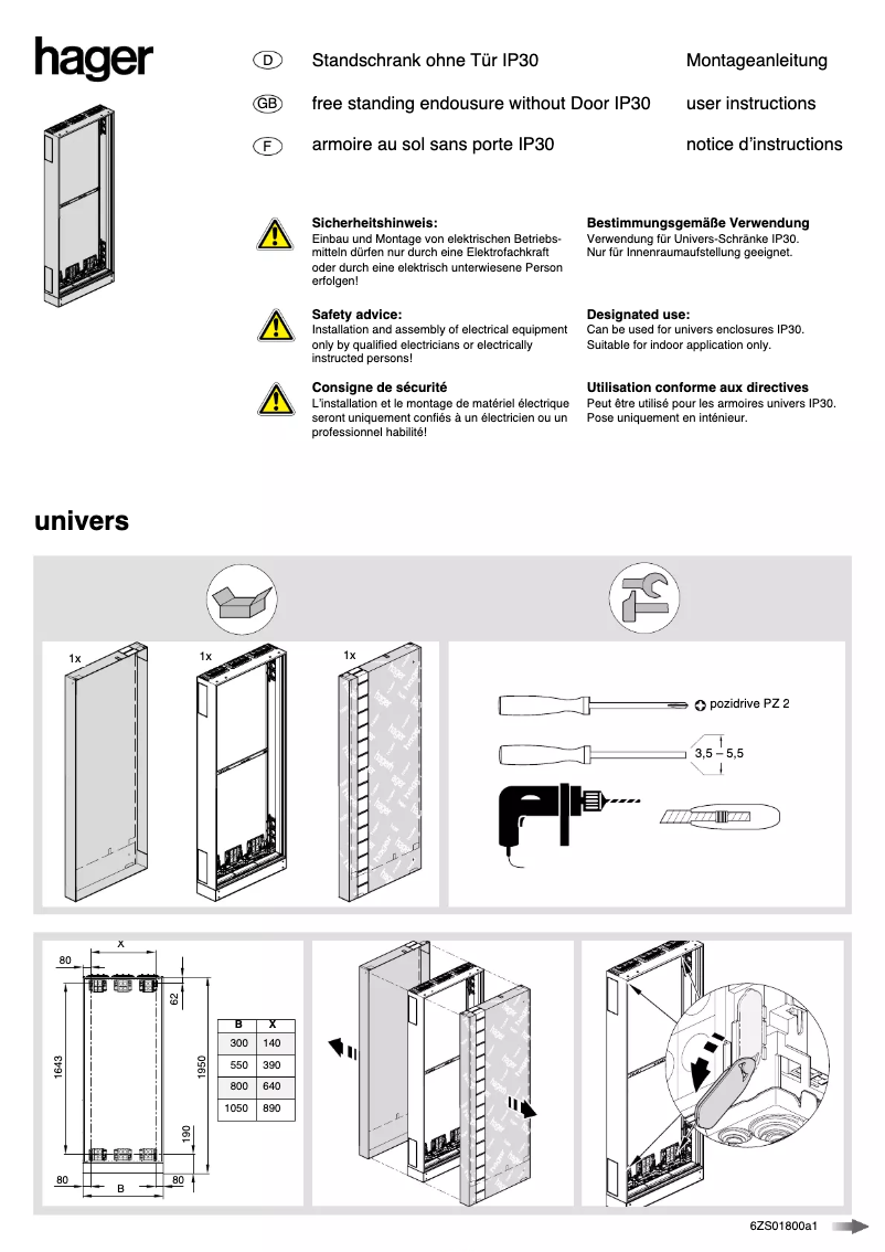Page n°1 - Manuel utilisateur Hager FP22S1N