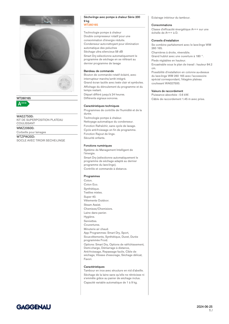 Image de la première page du manuel de l'appareil WT260165