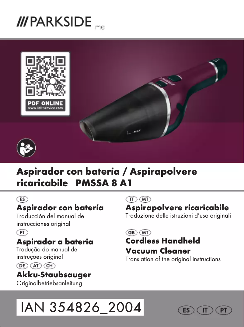 Página 1 del manual Manual de usuario Parkside PMSSA 8 A1