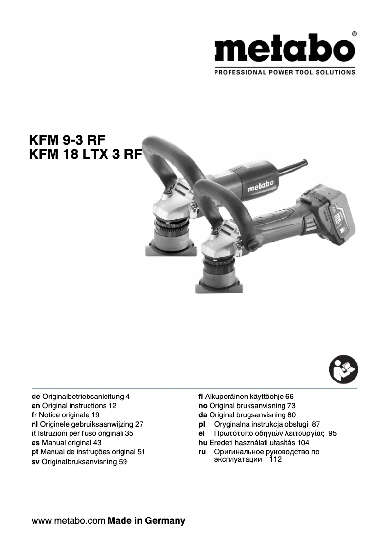 Page n°1 - Manuel utilisateur Metabo KFM 18 LTX 3 RF