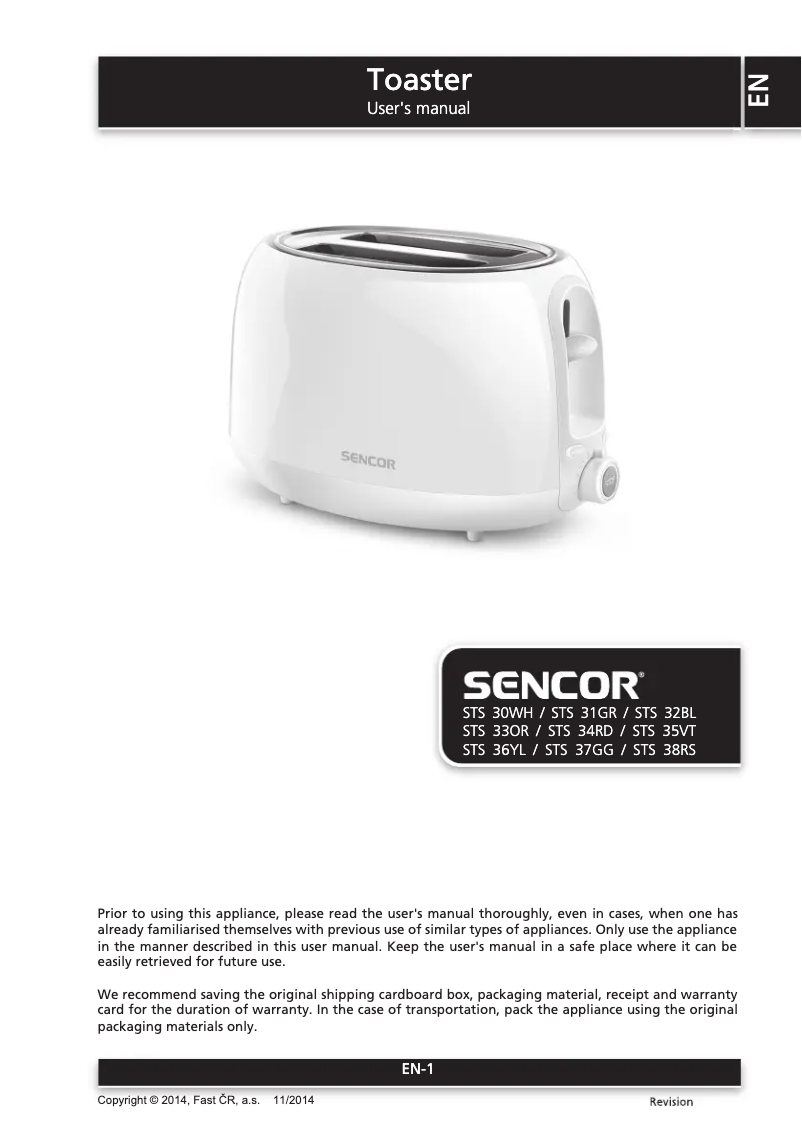 Page 1 de la notice Manuel utilisateur Sencor STS 36YL