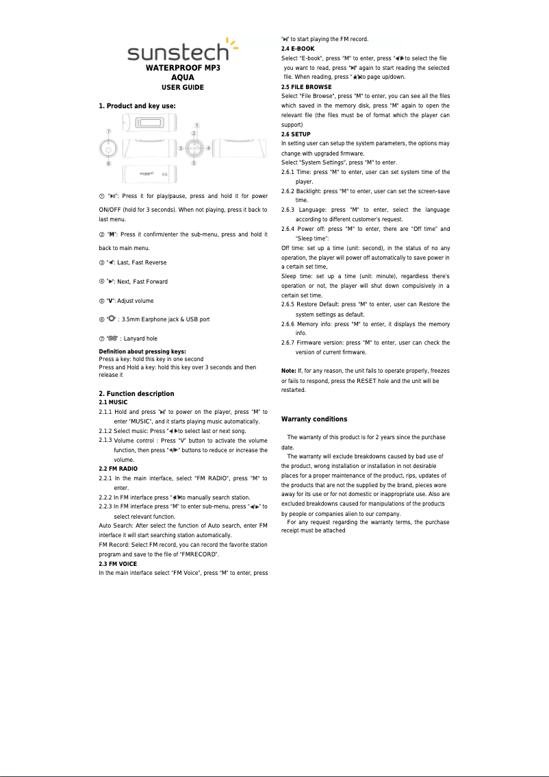 Image de la première page du manuel de l'appareil AQUA