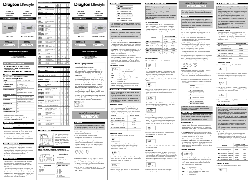 Page 1 de la notice Manuel utilisateur Drayton Lifestyle LP241