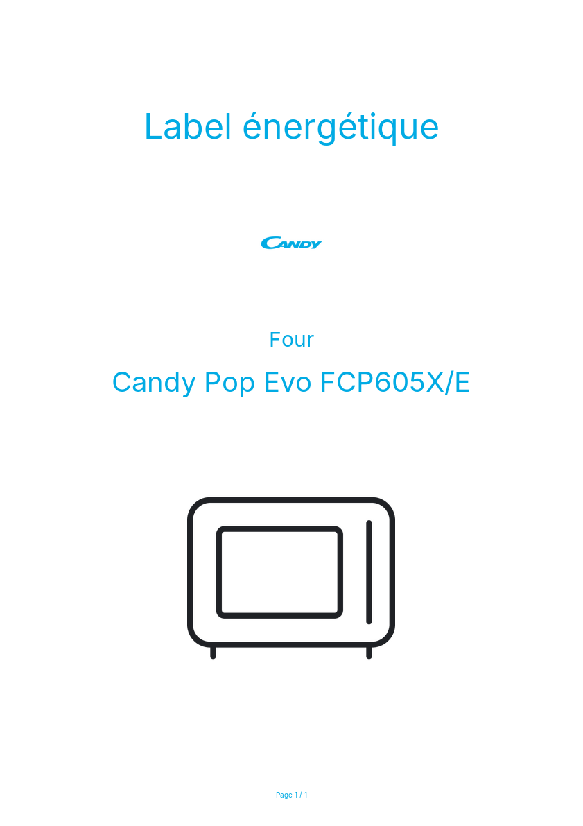 Page n°1 - Label énergétique Candy Pop Evo FCP605X/E