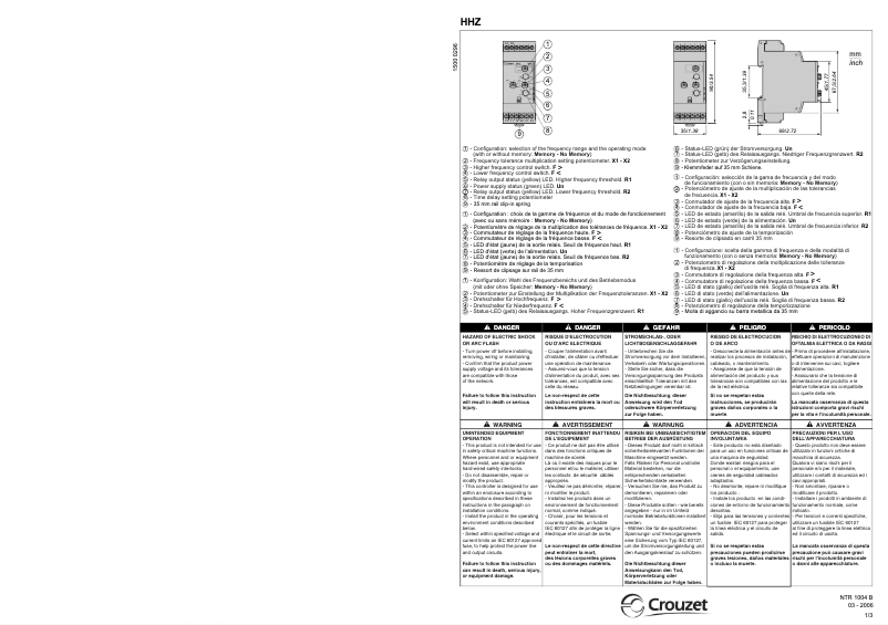 Page 1 de la notice Manuel utilisateur Crouzet HHZ