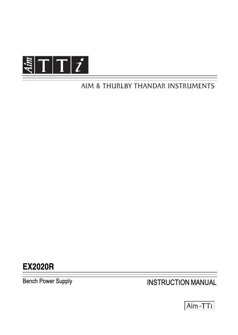 Page n°1 - Manuel utilisateur Aim TTi EX2020R
