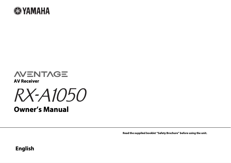 Image de la première page du manuel de l'appareil Aventage RX-A1050