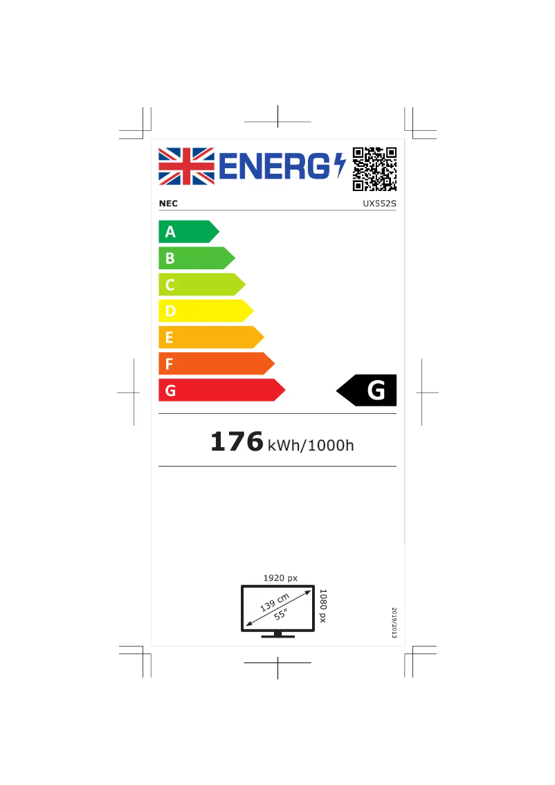 Página 1 del manual Etiqueta energética NEC MultiSync UX552S