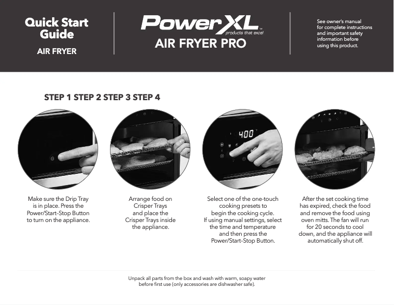 Page n°1 - Guide de démarrage rapide PowerXL Air Fryer Home Pro GLA-1003-NR