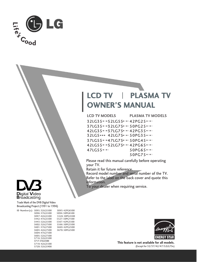 Page 1 de la notice Manuel utilisateur LG 377500