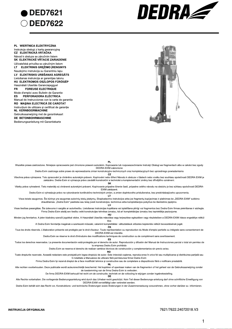 Page 1 de la notice Manuel utilisateur DEDRA DED7621