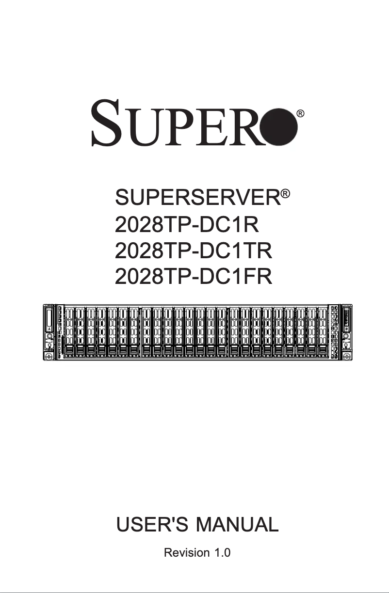 Page 1 de la notice Manuel utilisateur Supermicro SuperServer 2028TP-DC1TR
