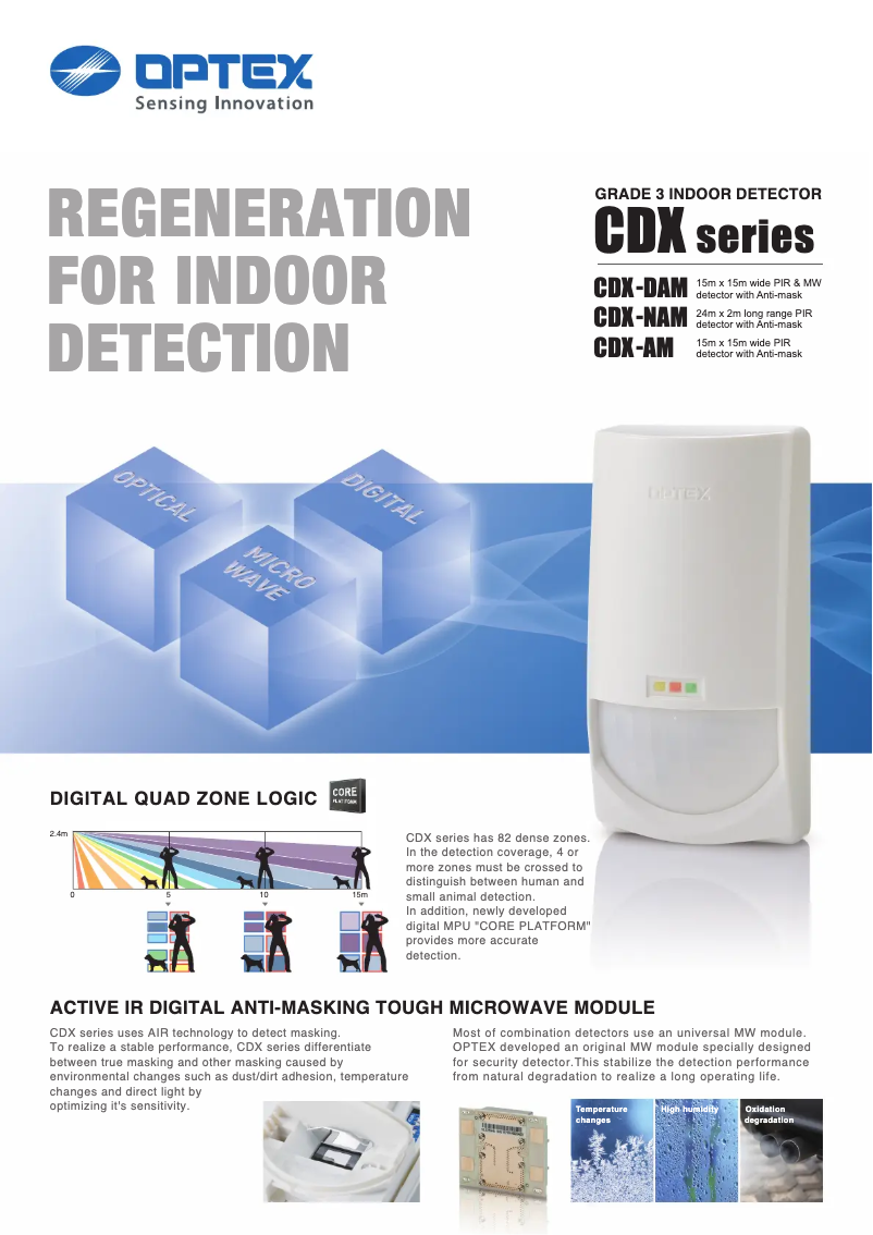 Page 1 de la notice Fiche technique Optex CDX-DAM