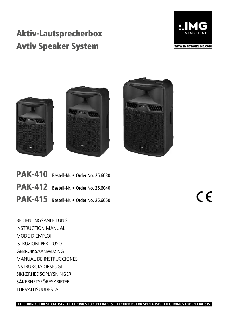 Page 1 de la notice Manuel utilisateur IMG Stageline PAK-415